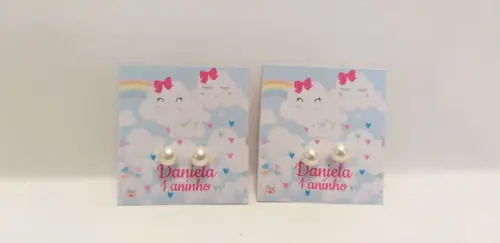 Tag com Brinco Pérola Chuva de Amor