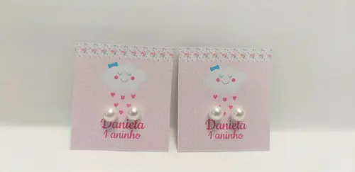 Tag com Brinco Pérola Chuva de Amor