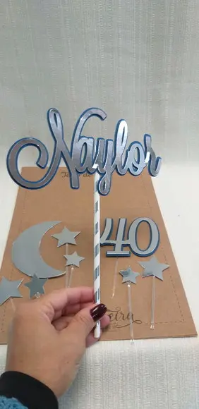 Topo Bolo Lua e Estrelas