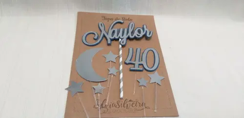 Topo Bolo Lua e Estrelas