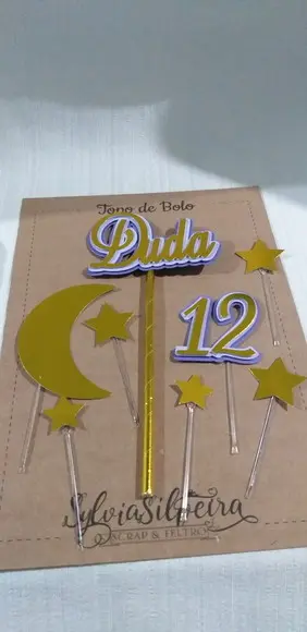 Topo Bolo Lua e Estrelas