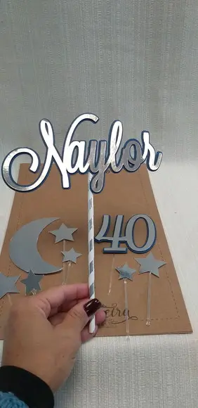 Topo Bolo Lua e Estrelas