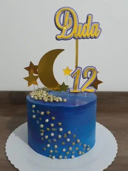 Topo Bolo Lua e Estrelas