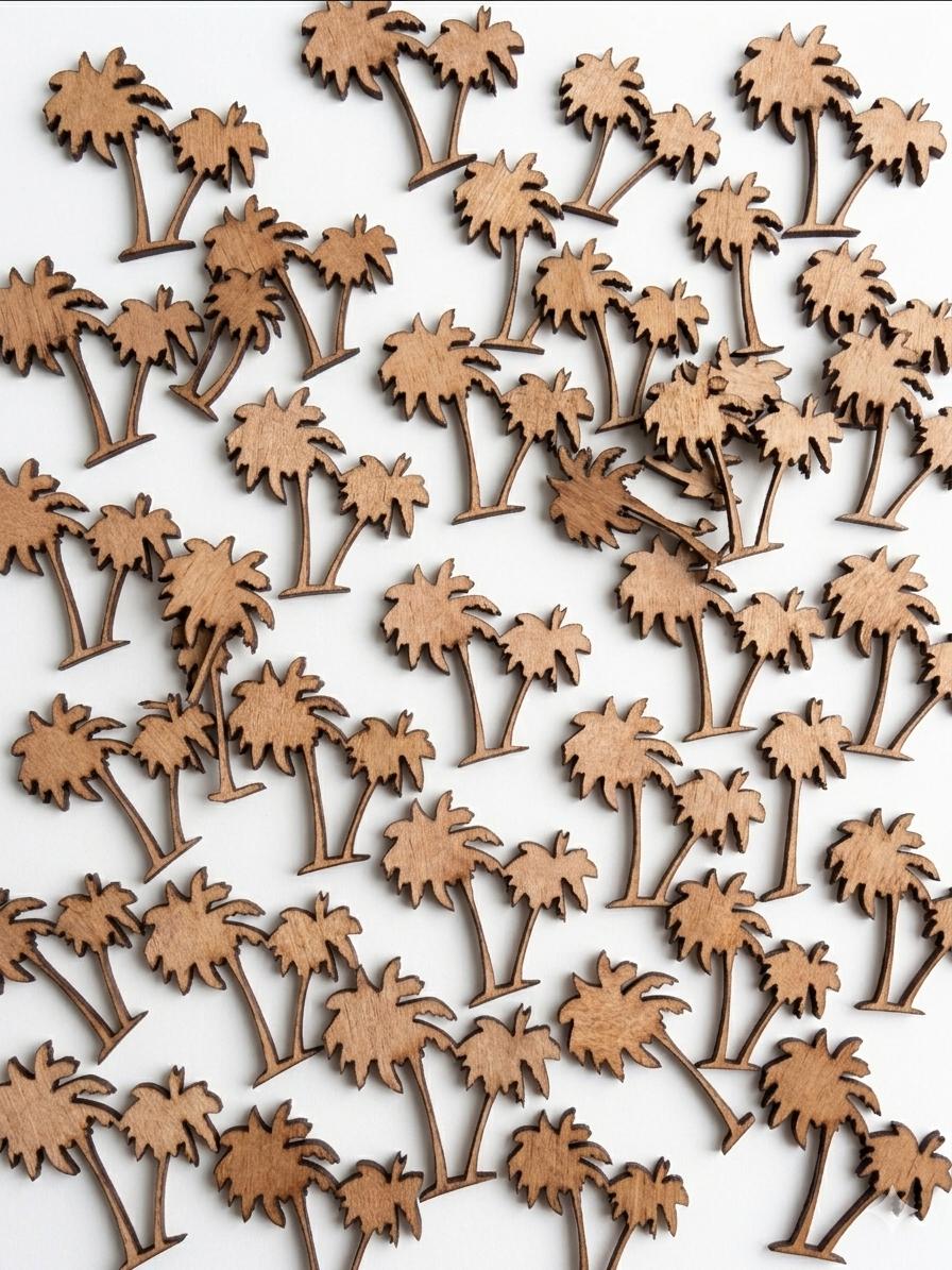 Aplique Coqueiro Mdf Artesanato 3,5cm- Pacote com 100 peças