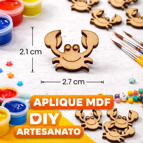 Aplique Caranguejo Mdf para pintas - Pacote com 100 peças