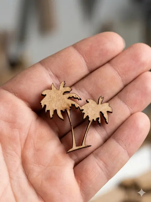 Aplique Coqueiro Mdf Artesanato 3,5cm- Pacote com 100 peças
