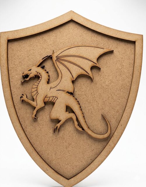 Escudo medieval em mdf Dragão- 40 cm