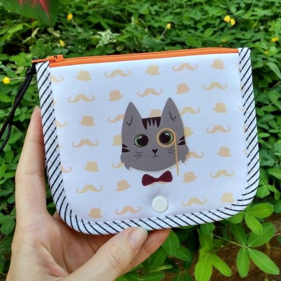 Porta Moedas Duplo Gatinho Laranja