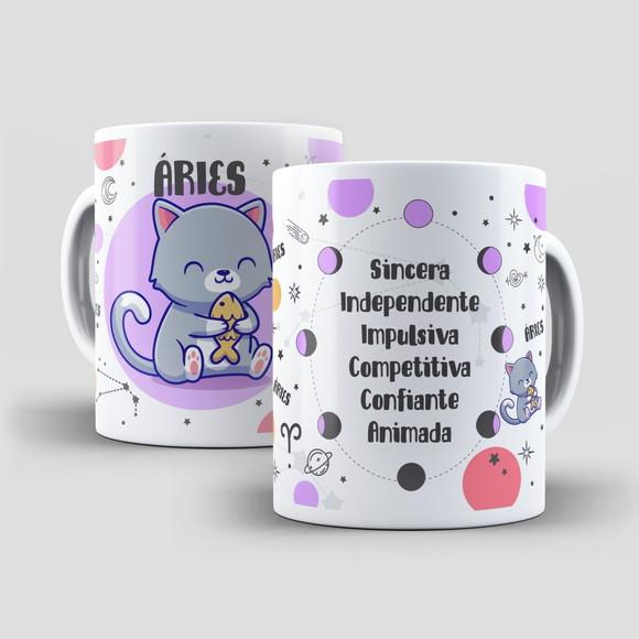 Caneca Gatos e Signos - Áries