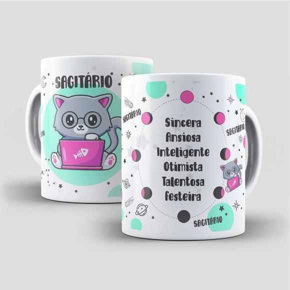 Caneca Gatos e Signos - Sagitário