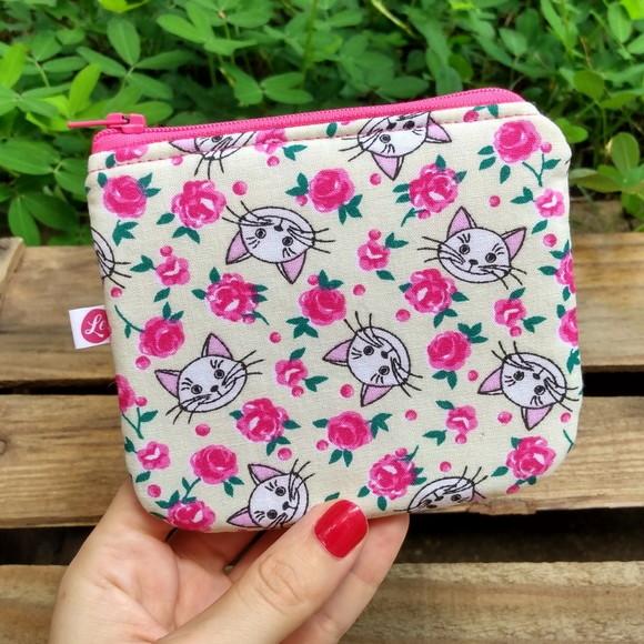 Porta Moedas Gatinhas e Rosas