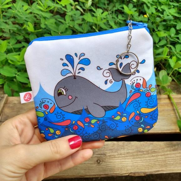 Porta Moedas em Tecido Estampa Baleia