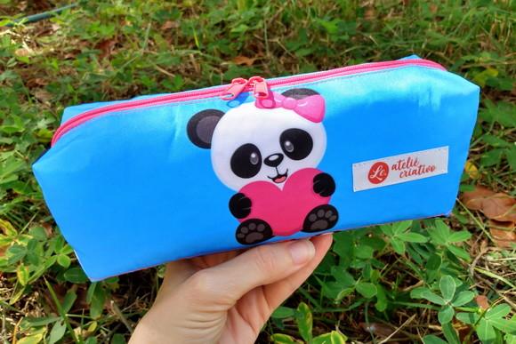 Estojo Box em Tecido com Estampa Panda