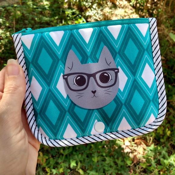 Porta Moedas | Carteirinha Gato - Verde Água