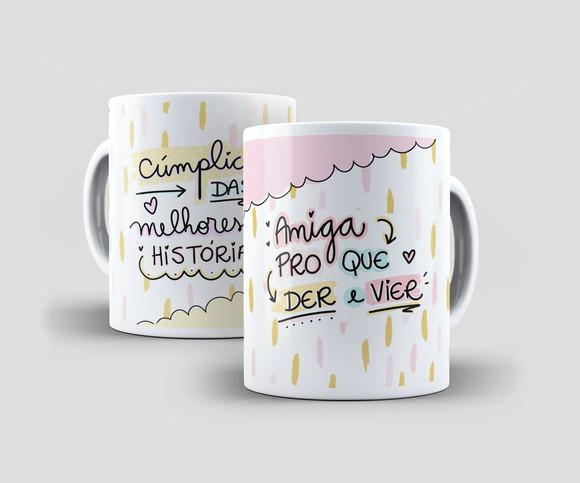 Caneca - Amigas - Amiga, Pro Que Der e Vier