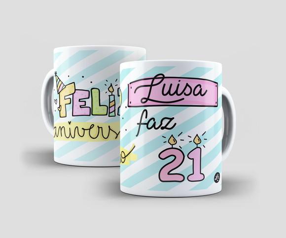 Caneca - Parabéns! (com Nome e Idade)