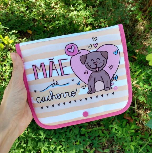 Porta Maquiagens em Tecido com Estampa Mãe de Cachorro