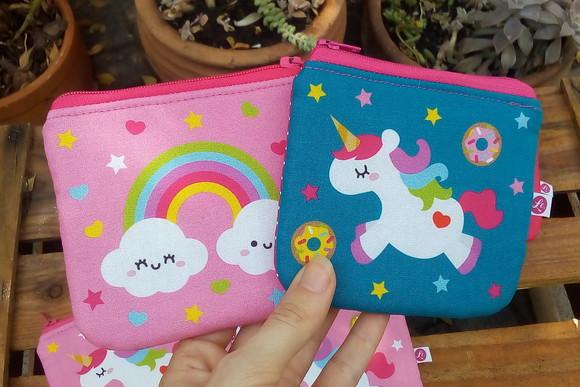 Duplinha | Porta Moedas Unicórnio Arco Íris (meia Tigela)