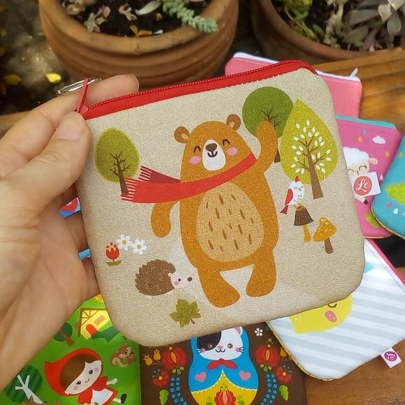 Porta Moedas em Tecido - Urso Xadrez (meia Tigela)