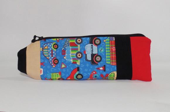Estojo em Tecido Patchwork Carrinhos