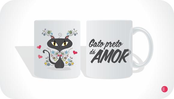 Caneca Gato Preto dá Amor