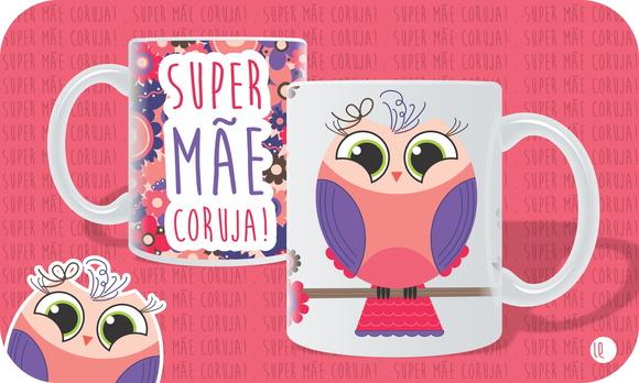 Caneca Super Mãe Coruja | Rosa