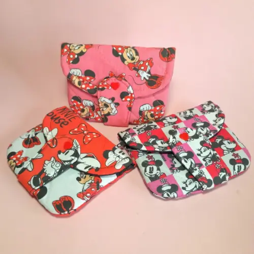 Carteira Multiuso em Tecido Mickey e Minnie