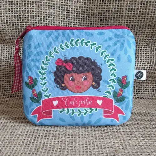 Porta Moedas em Tecido Estampa Cafezinha