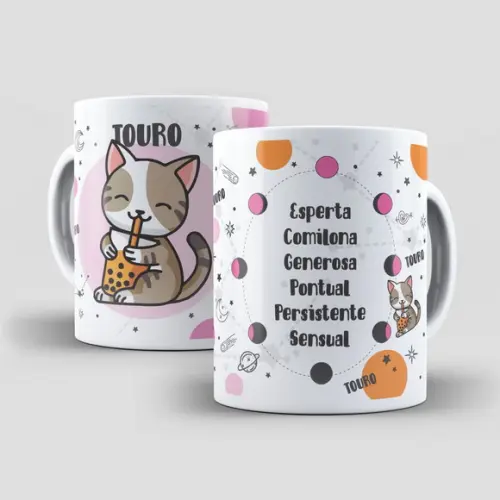 Caneca Gatos e Signos - Touro