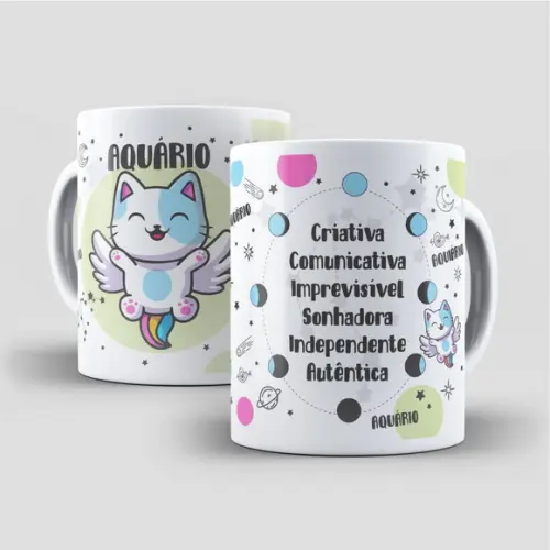Caneca Gatos e Signos - Aquário