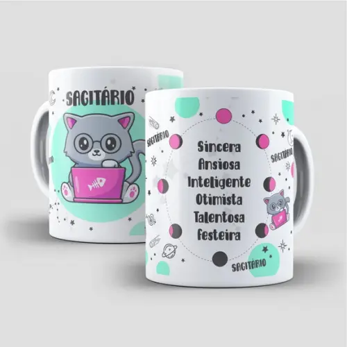 Caneca Gatos e Signos - Sagitário