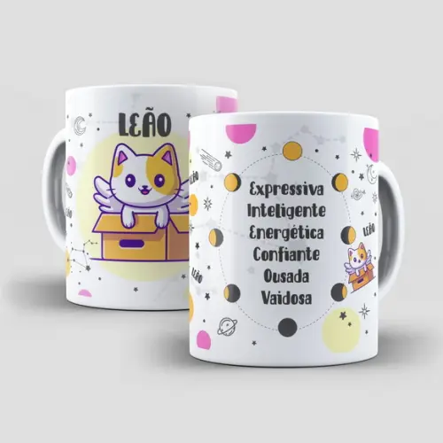 Caneca Gatos e Signos - Leão