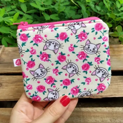 Porta Moedas Gatinhas e Rosas