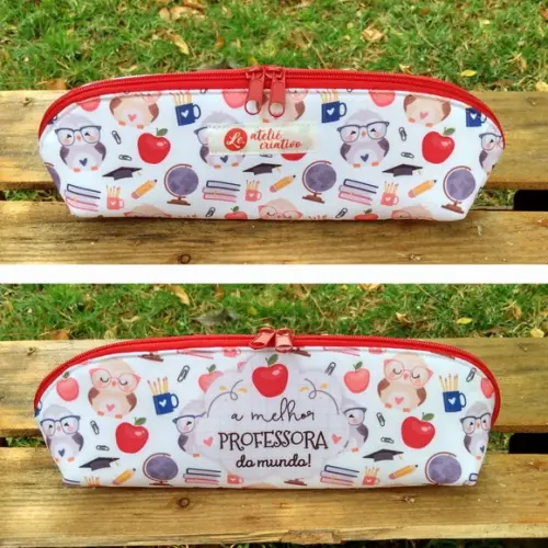 Estojo em Tecido Personalizado com Estampa Professora