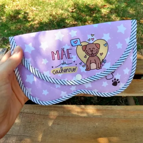 Porta Óculos em Tecido Personalizado Mãe de Cachorro