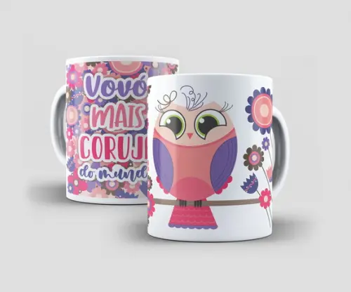 Caneca - Dia dos Avós - Vovó Mais Coruja do Mundo! - Rosa