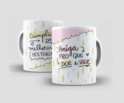 Caneca - Amigas - Amiga, Pro Que Der e Vier
