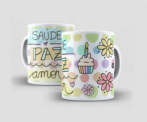 Caneca - Aniversário - Saúde Paz Amor