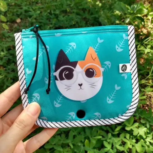 Porta Moedas | Carteirinha Gato - Verde Água