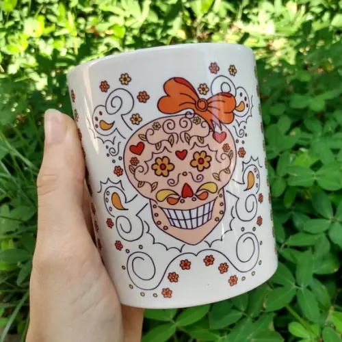 Caneca Caveirinha Laranja