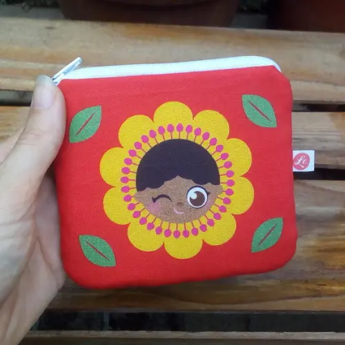 Porta Moedas em Tecido - Morena Flor (meia Tigela)