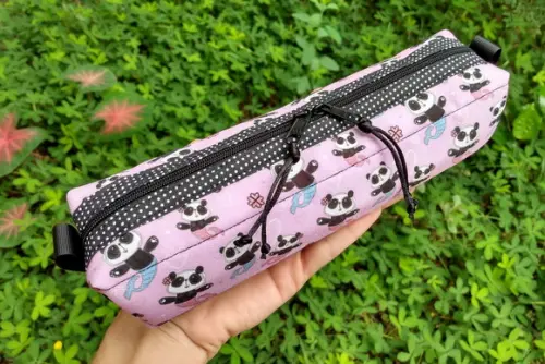 Estojo Box em Tecido com Estampa de Panda Sereia