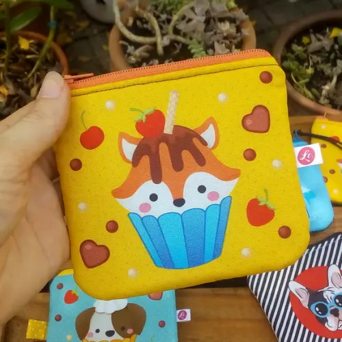 Porta Moedas em Tecido - Cup Cake Raposinha (meia Tigela)