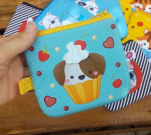 Porta Moedas em Tecido - Cup Cake Doguinho (meia Tigela)