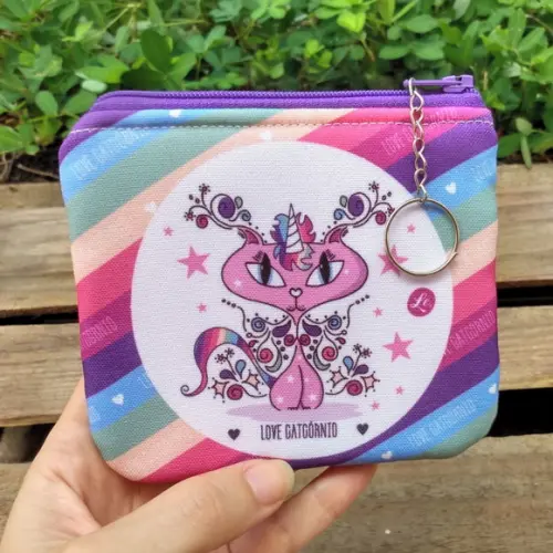 Porta Moedas em Tecido Estampa Catcórnio 3