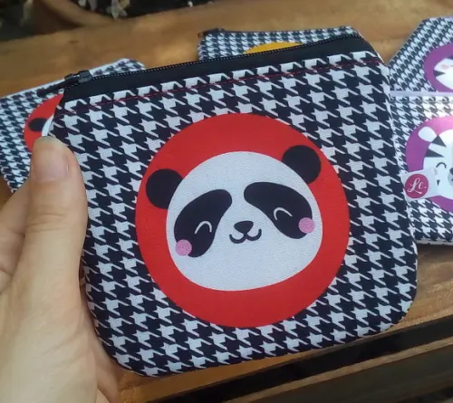 Porta Moedas em Tecido - Panda Pied de Coq (meia Tigela)