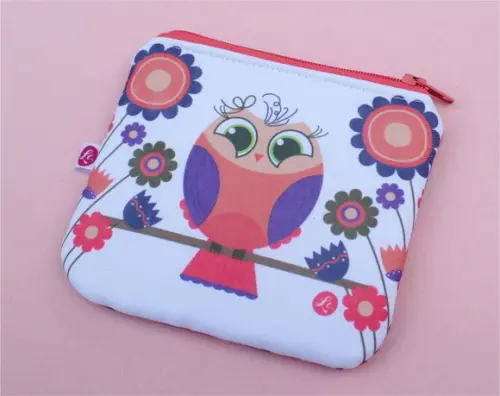 Porta Moedas em Tecido Personalizado Super Mãe Coruja Rosa