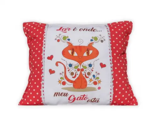 Almofada Estampa Lar É Onde Meu Gato Está