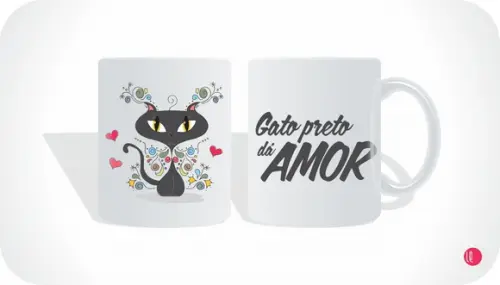 Caneca Gato Preto dá Amor