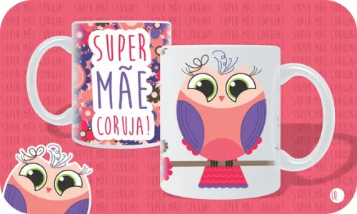 Caneca Super Mãe Coruja | Rosa